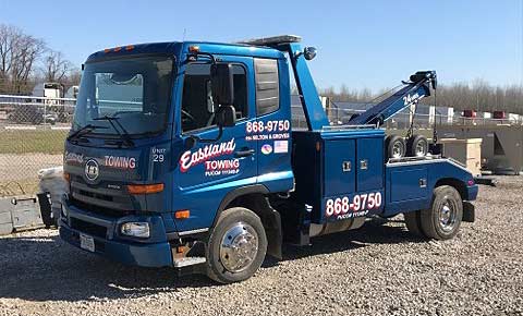 Eastland Towing light-duty wrecker for auto towing.